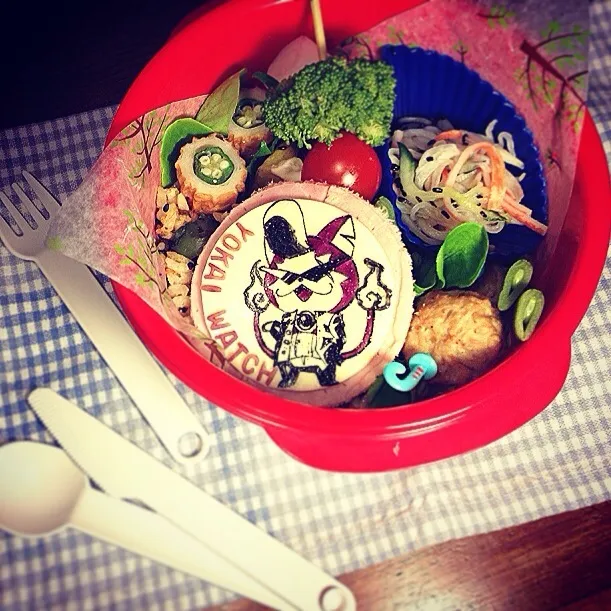 YOKAI WATCH 👻 Warunyan Japanese Fried rice Lunch box.  妖怪ウォッチ👻ワルニャン和風炒飯キャラ弁当|Yuka Nakataさん