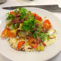 Grilled corn, squash, cured belly, buttermilk dressing|jason mcconnellさん