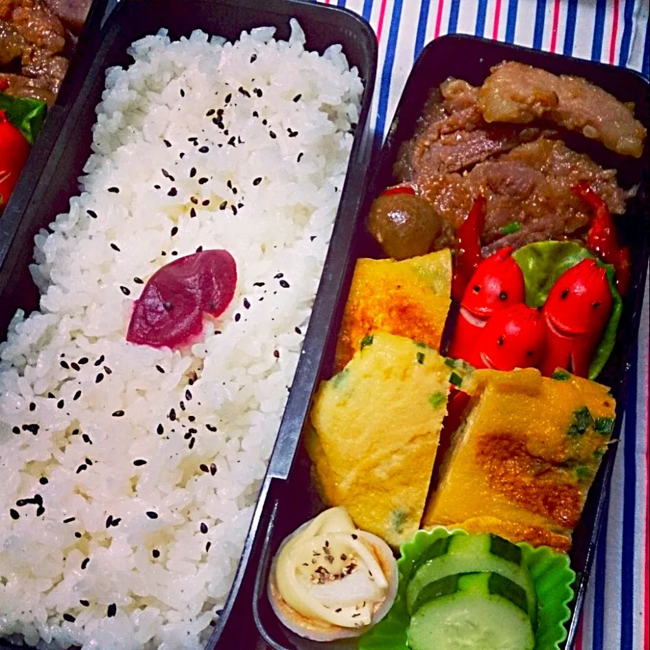 息子達のお弁当♯ソーセージン出没^_^|ゆらさん