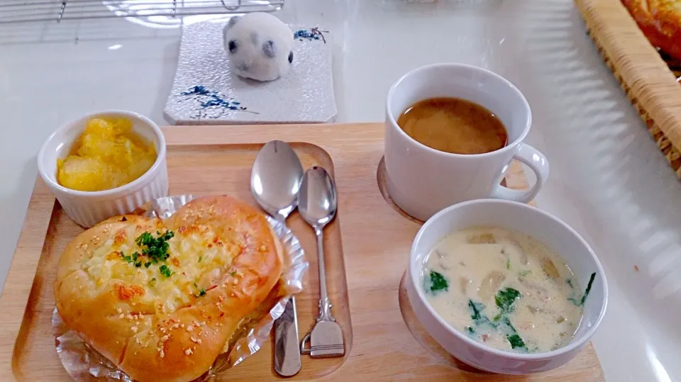 ハムロールと豆乳スープランチ|きいさんさん