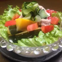 Snapdishの料理写真:もち豚の野菜炒め。砂肝と肝の甘露煮。蕪菜と薔薇のおひたし。|ちぃさん