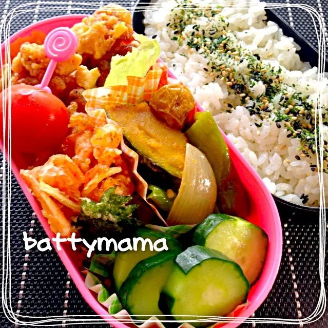 唐揚げ弁当〜☆夕べ漬けた塩きゅうりも入ってる〜☆battymamaのしあわせになるお弁当〜☆|ばってぃーまま＠♪さん