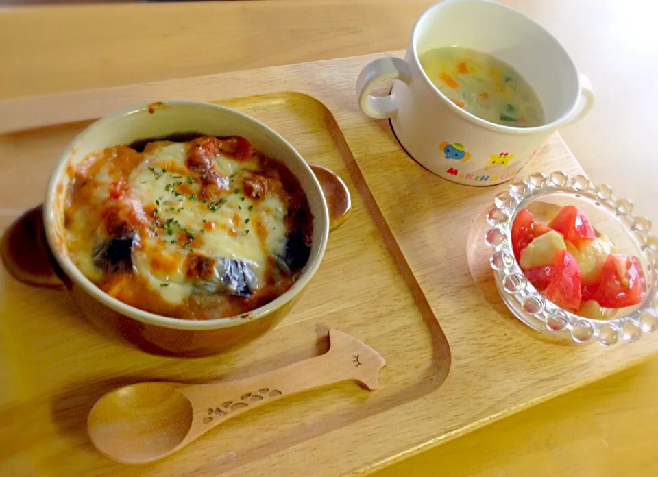 Snapdishの料理写真:息子夕食 茄子とトマトのドリア|eriさん