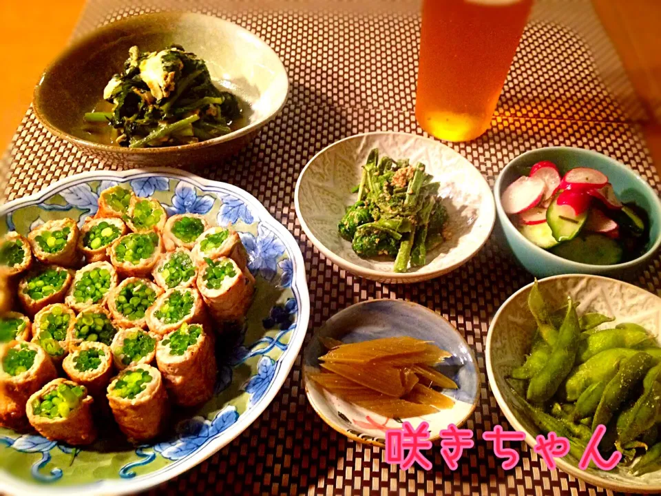 Snapdishの料理写真:本日地味ですが、自給自足飯🌿🌱お父さんありがとう✨|咲きちゃんさん