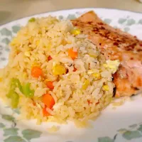 Salmon steak with fried rice|Rinさん