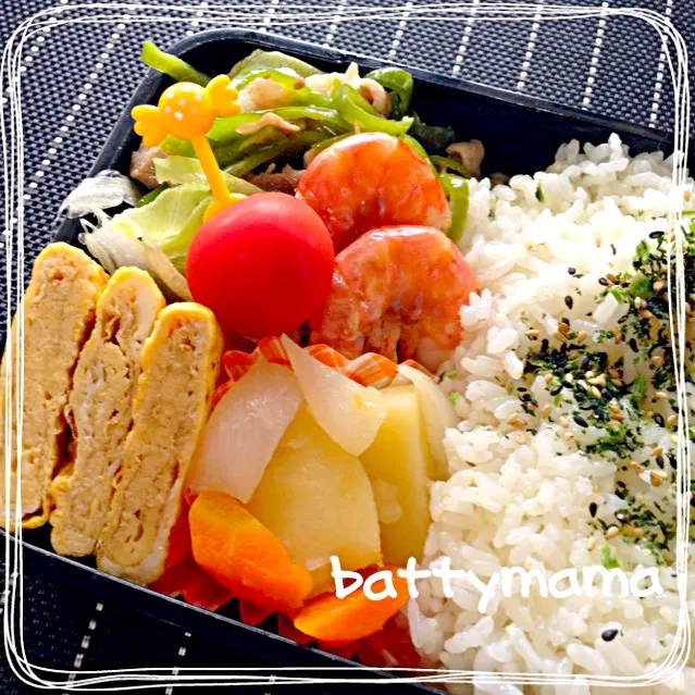 簡単10分☆甘とう美人のチンジャオロース弁当〜☆battymamaのしあわせになるお弁当〜☆|ばってぃーまま＠♪さん