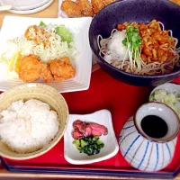 なめこおろしそばと唐揚げランチ|みつさん