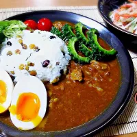 Snapdishの料理写真:りりさんの【取扱注意】炊飯器でとろとろ和牛スジカレー🍛青ネギで関西風😊