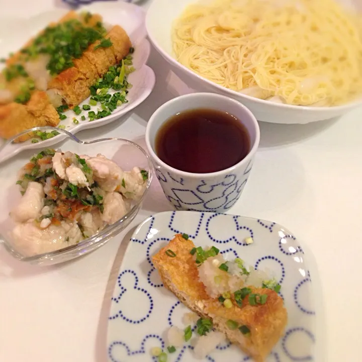 今夜はお素麺😊栃尾の油揚げとささみの梅下ろしあえとともに…🎵|NanaMOさん