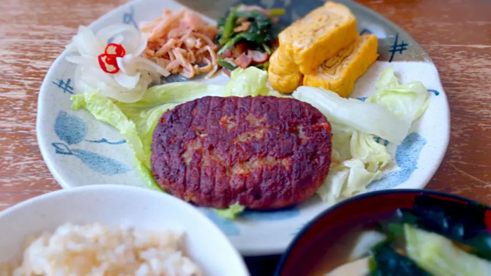 マルシンハンバーグ定食|プチテンよすさん