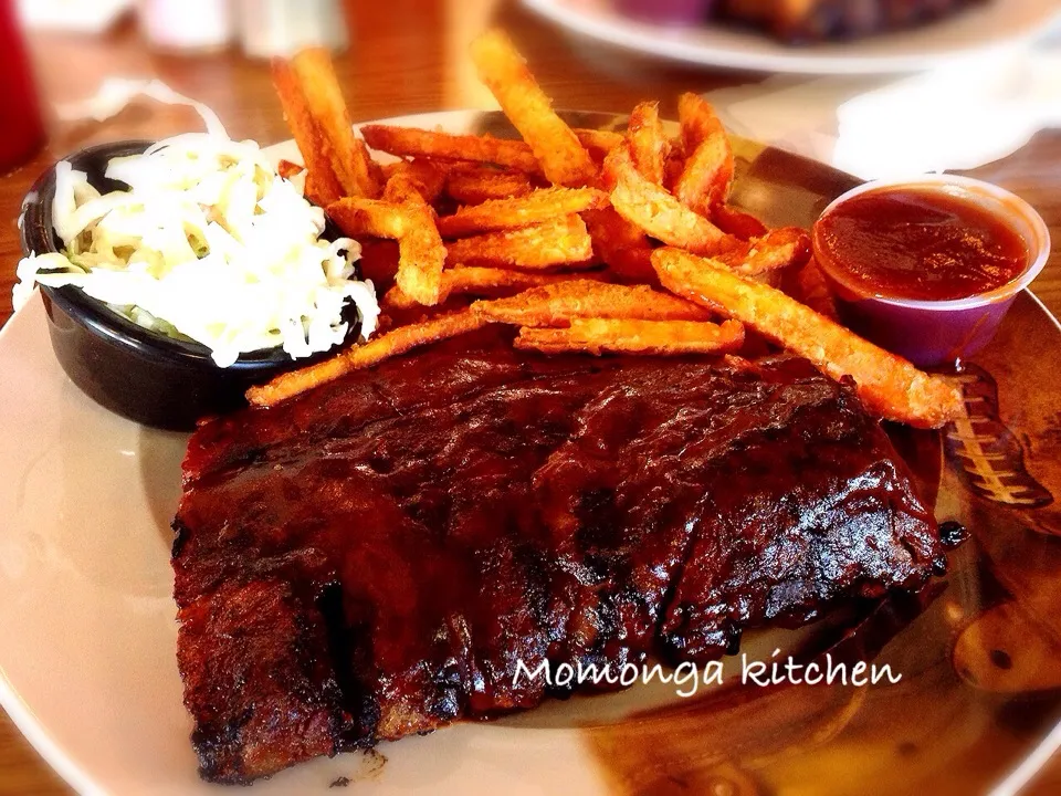 Boneless ribs with sweet potato fries|Momongacleさん