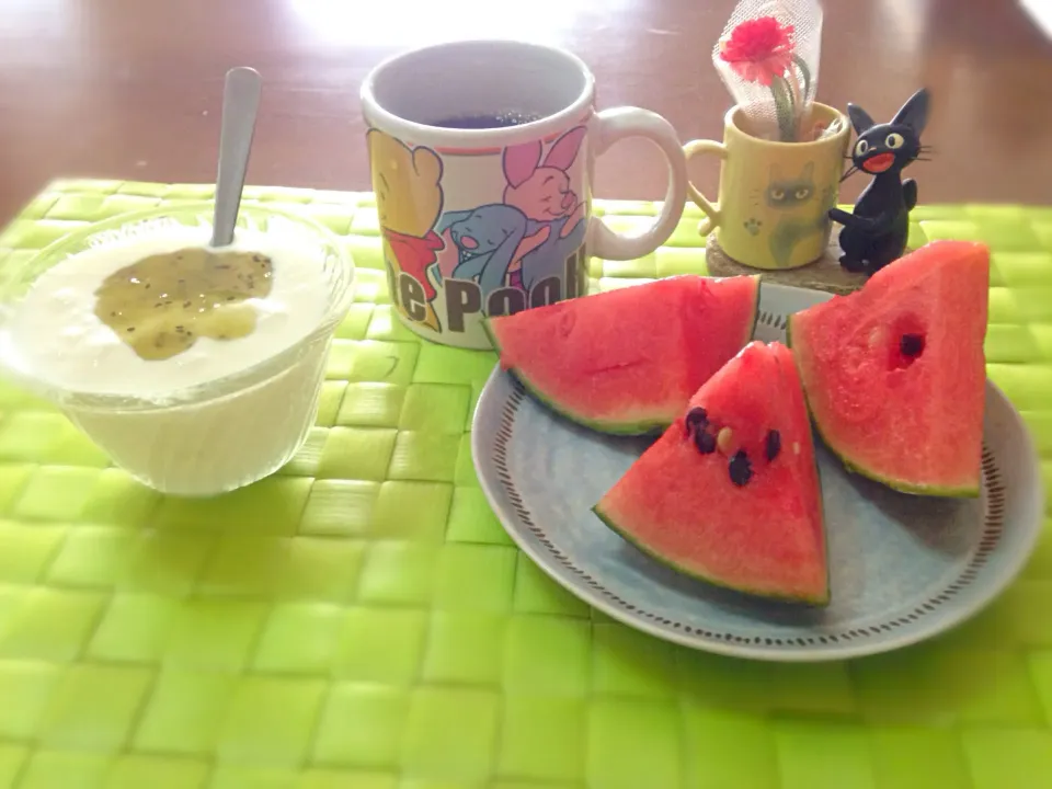 西瓜🍉＆キーウィヨーグルト☕️|マニラ男さん