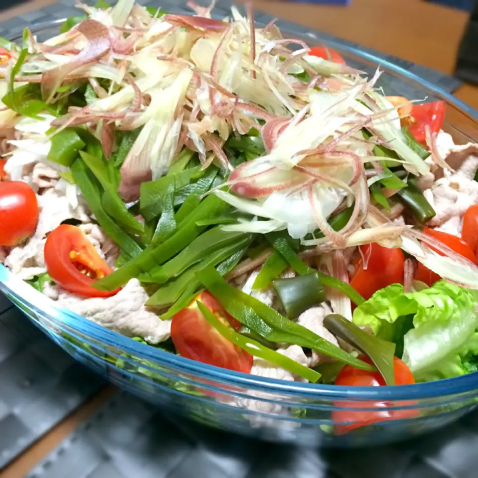 今宵は海藻AND野菜たぁぷり肉少なめの豚しゃぶですん(*´艸`*)|しぃさん