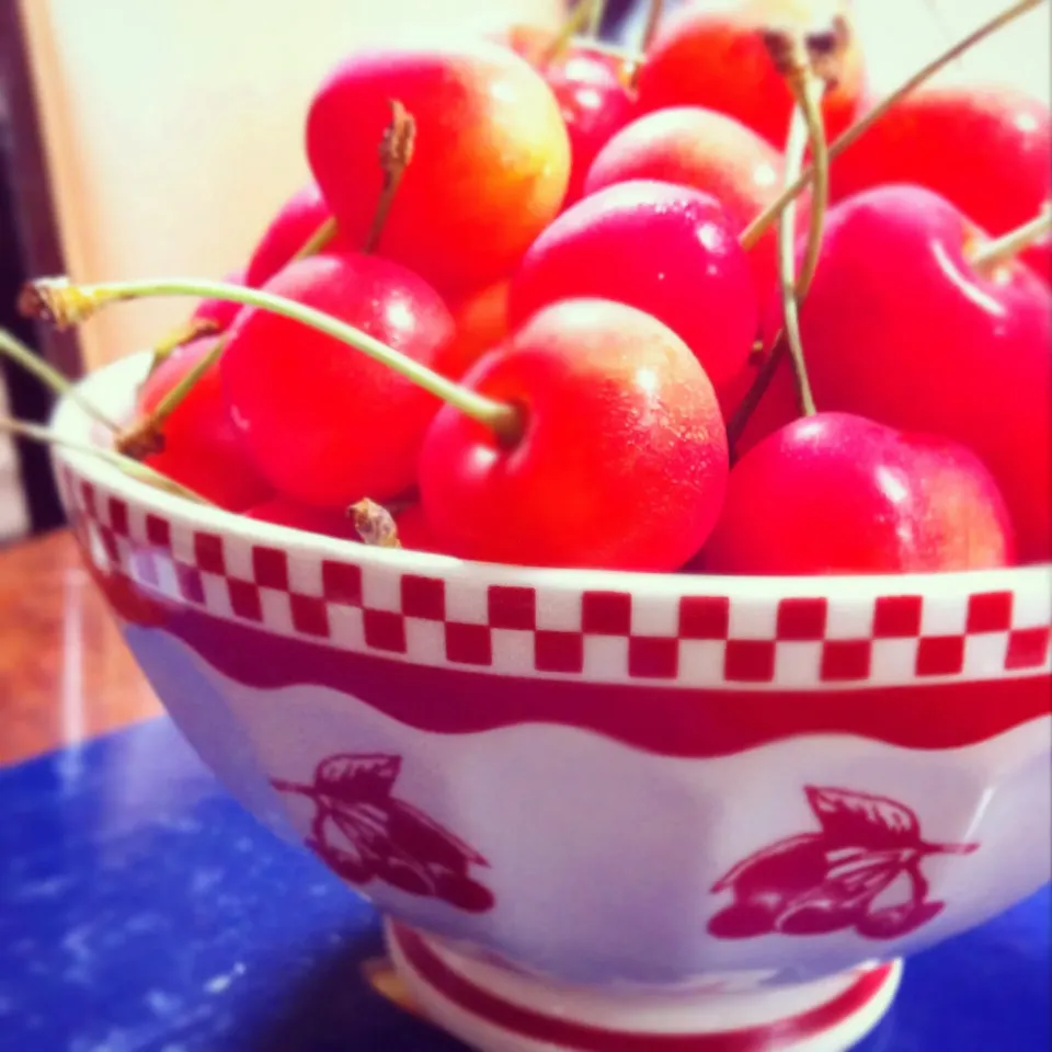 Cherries in a cherry bowl|Downtoearthさん