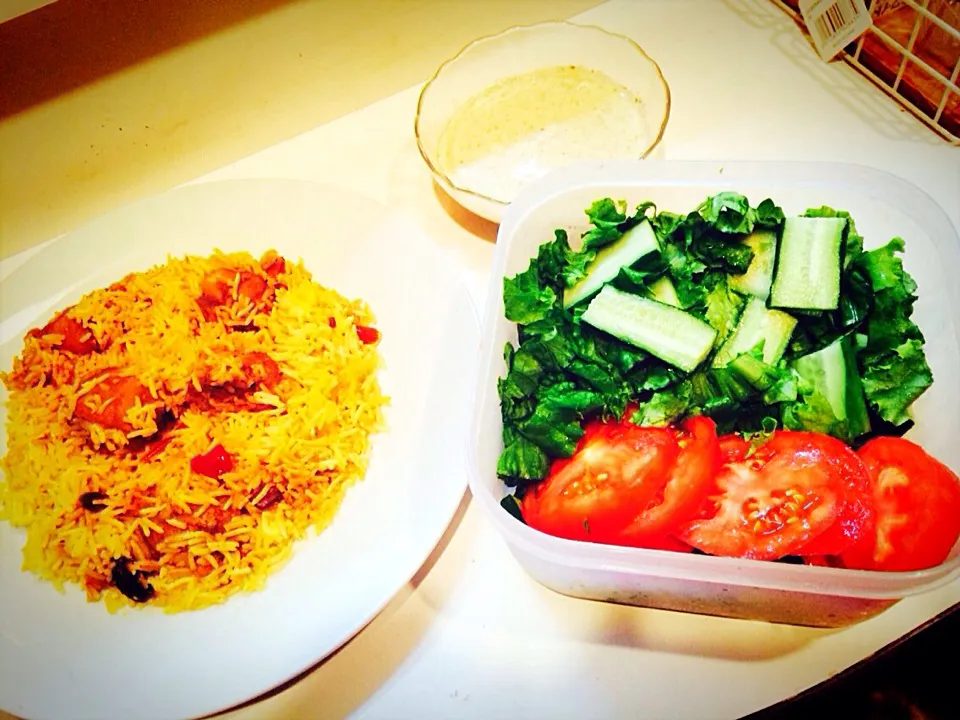 Snapdishの料理写真:Chicken Biryani with mint leave Sauce & Salad|Eyecandyさん