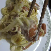 Snapdishの料理写真:sausage cream pasta fo joke.|Jewoong Jeongさん