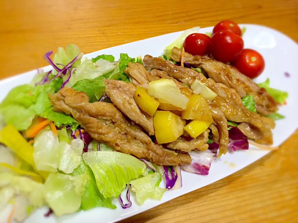 鶏肉サラダ  塩レモン甘酢焼き|さっちゃんさん