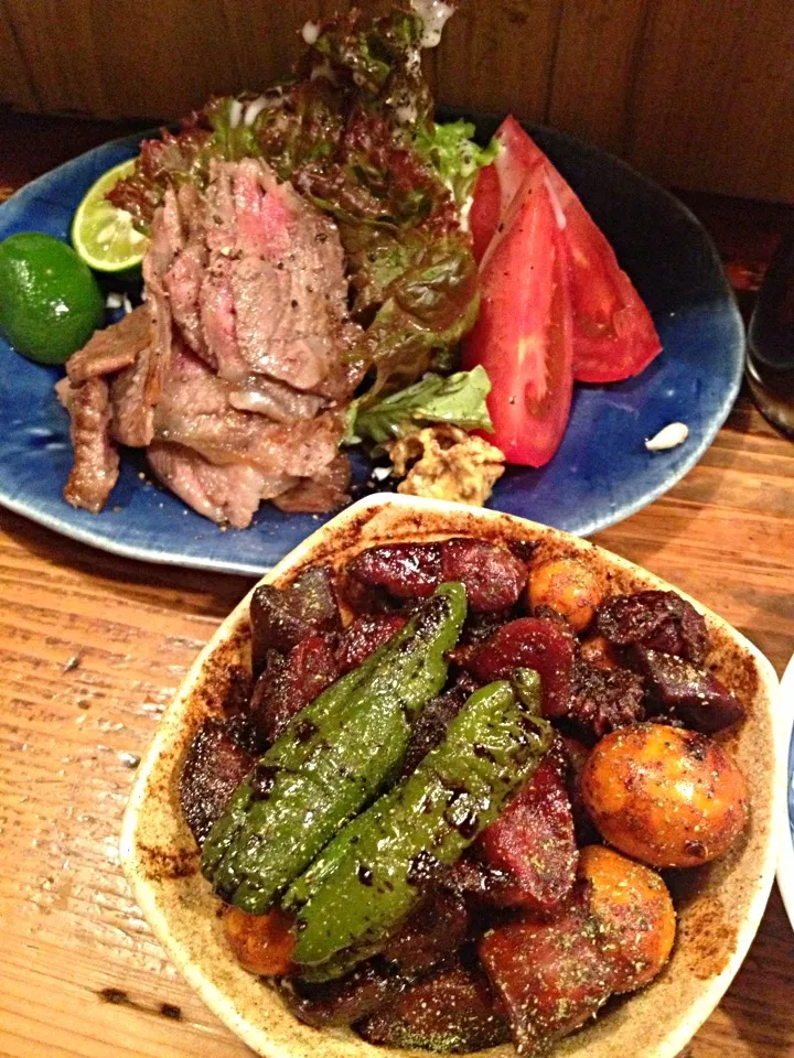 牛網焼きと鶏キモ焼き|まつこさん