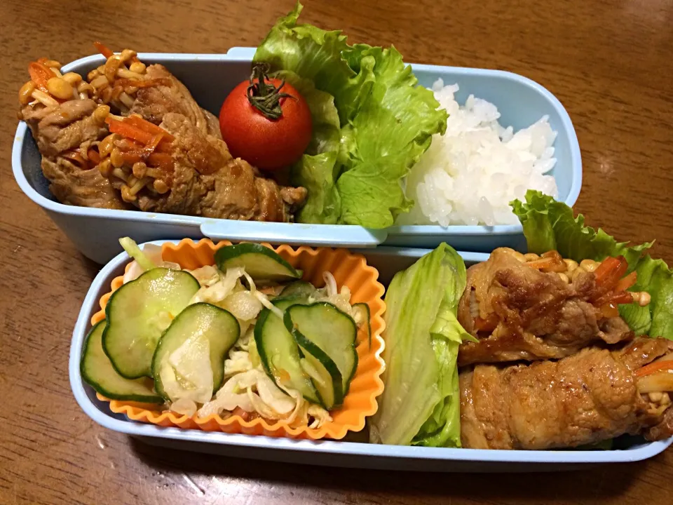 Snapdishの料理写真:えのきの肉巻き弁当☆|もっつぁさん