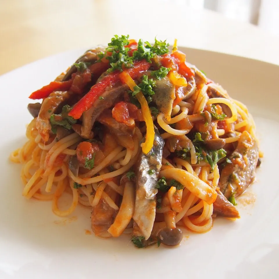 真イワシの冷製トマトソースパスタ|らいちさん