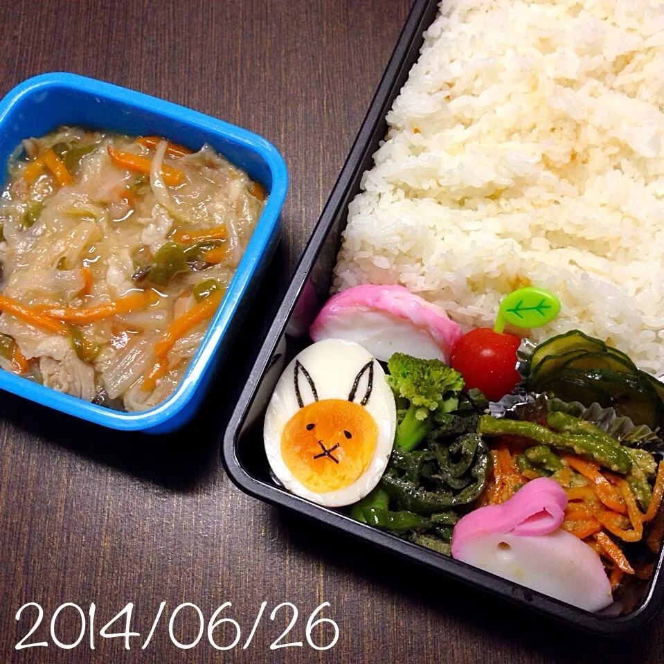 中華丼＆うさぎさん弁当(´ ω。 `)|ふくろう女子さん