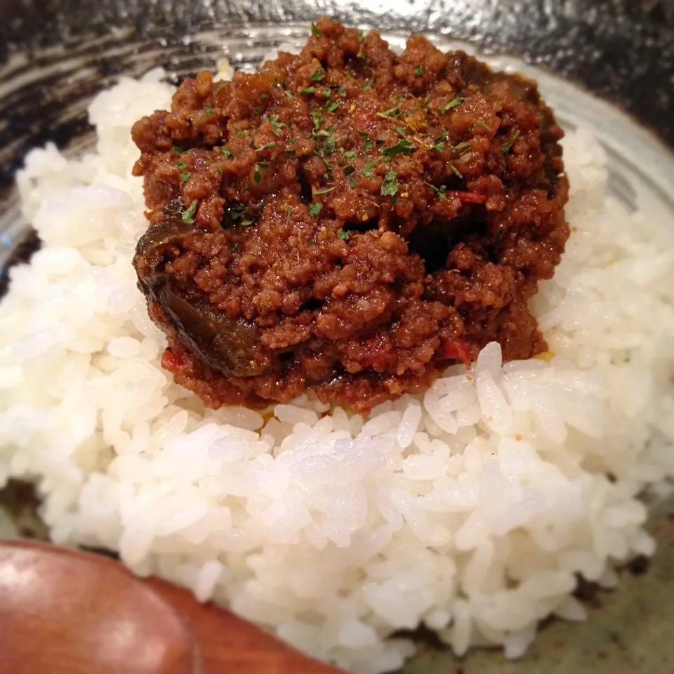 Snapdishの料理写真:茄子のキーマカレー ハーフ|マユマユさん