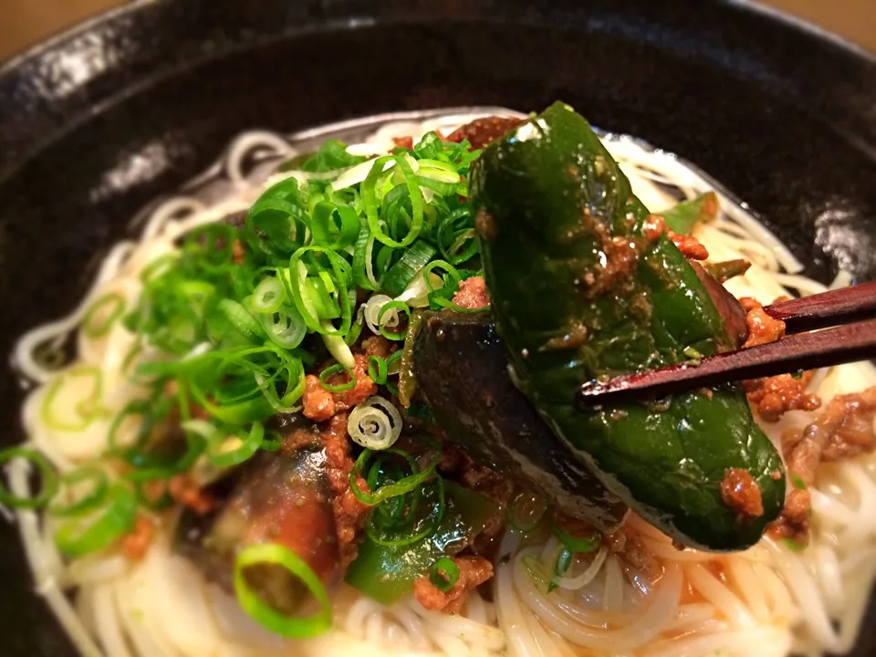 茄子とピーマンのスタミナ肉味噌3|半田手延べそうめんの店 阿波や壱兆さん