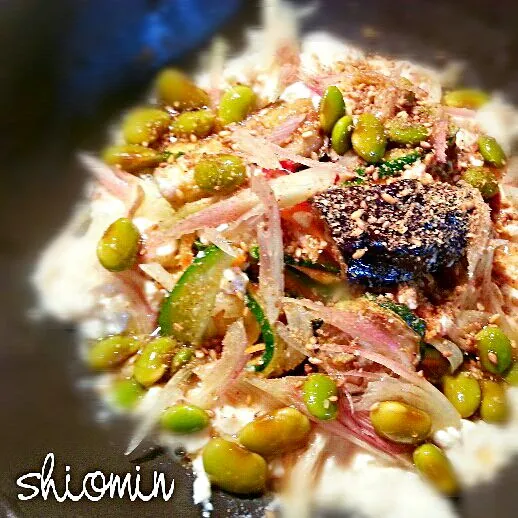 ダイエット中の野菜の煮びたし丼 
枝豆は地元の産物
#煮びたし #枝豆|シオミン shiominさん