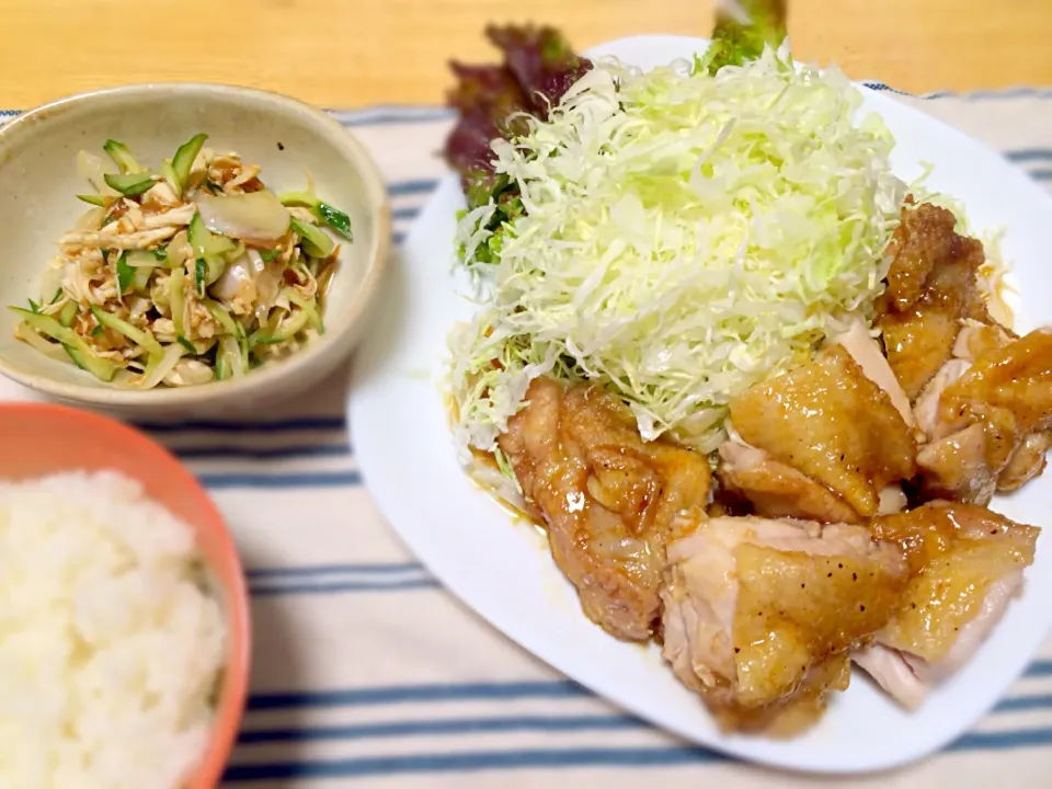 照り焼きチキン、ささみの梅和え|misakiさん