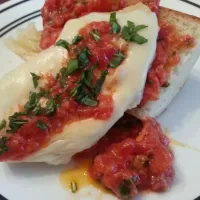 Grilled Chicken Parmesan with a Toasted French Baguette for Dipping