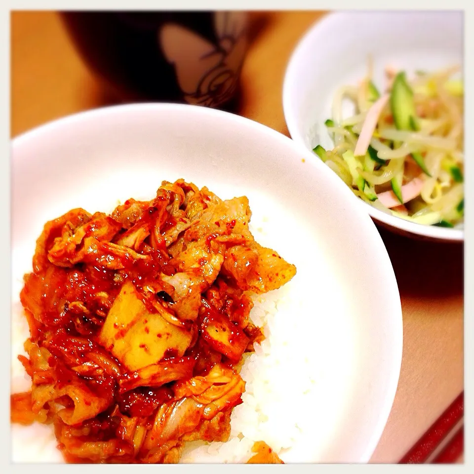 豚キムチ丼！|はちこさん