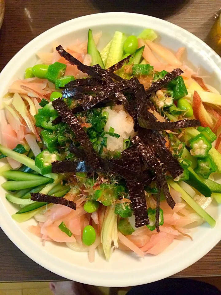 Snapdishの料理写真:夏野菜冷やしうどん|Kouki Tanabeさん