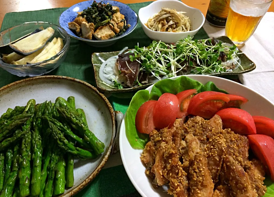 Snapdishの料理写真:今晩のおかず 兼 晩酌🍺|ぷっくりんこ💙さん