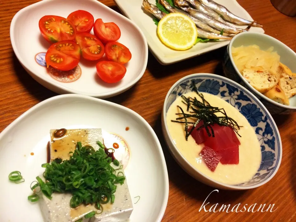 黒胡麻豆腐♪ マグロの山かけ♪ ししゃも🐟など…|かまさん