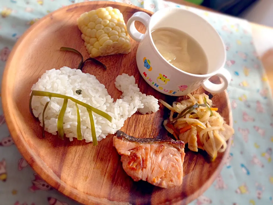 息子夕食 鮭のバター醤油焼き|eriさん