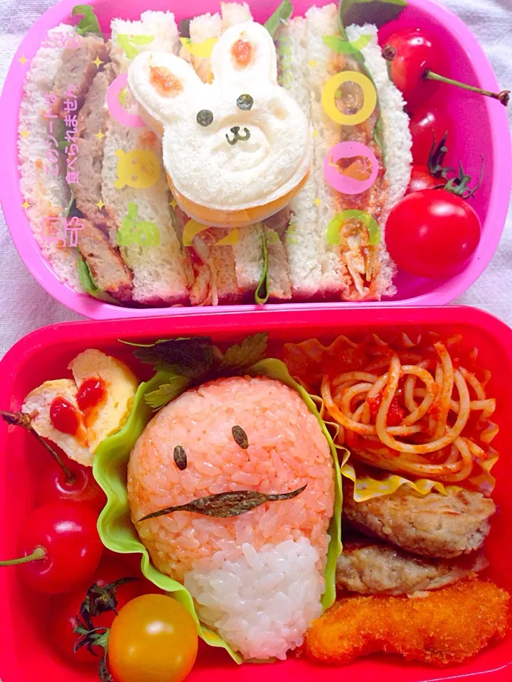 Lunch box☆sandwich rabbit🐇ｻﾝﾄﾞｳｨｯﾁうさぎさん&Strawberry🍓いちごなめこ|🌈Ami🍻さん