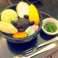 Snapdishの料理写真:抹茶クリームあんみつ|まぁさん