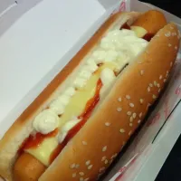 Snapdishの料理写真:cheese hotdog😬|꒰✾꒱˚°꒰ben꒱°˚꒰✾꒱さん