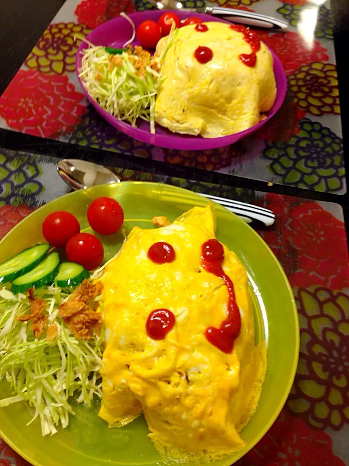 Snapdishの料理写真:7歳の娘作♡野菜たっぷりオムライス♡|Natsuko Yamauchiさん