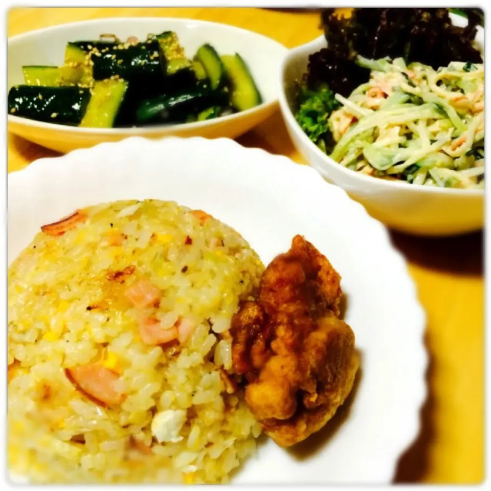 ✳︎しらす炒飯✳︎カニカマと大根・胡瓜のマヨサラダ✳︎やみつき胡瓜|こまあずさん