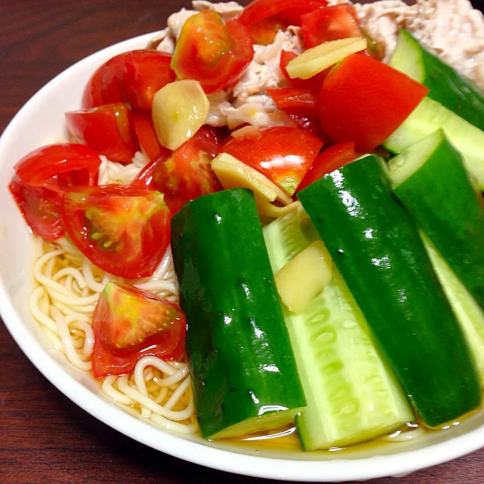 トマトと生姜のつけだれそうめん|かなさん