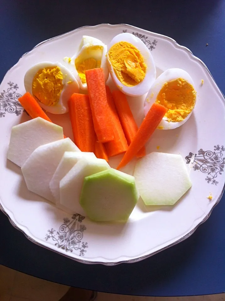 Hrdbld eggs, carrot sticks and kohlrabi|Ericaさん