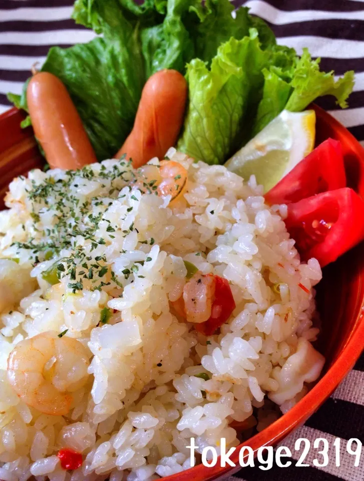 くららさんの炊飯器で海老ピラフ|とかげ2319さん