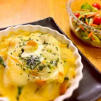 晩御飯〜野菜たっぷりグラタンにチョレギサラダ|ucoさん