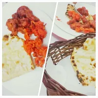 Snapdishの料理写真:cheese nan with chicken tika massala and tandoori|amyさん