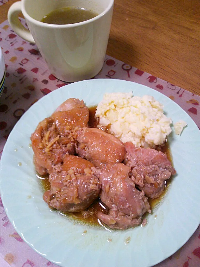 ７月２日 鶏の塩焼き ポテトサラダ コンソメスープ|いもこ。さん