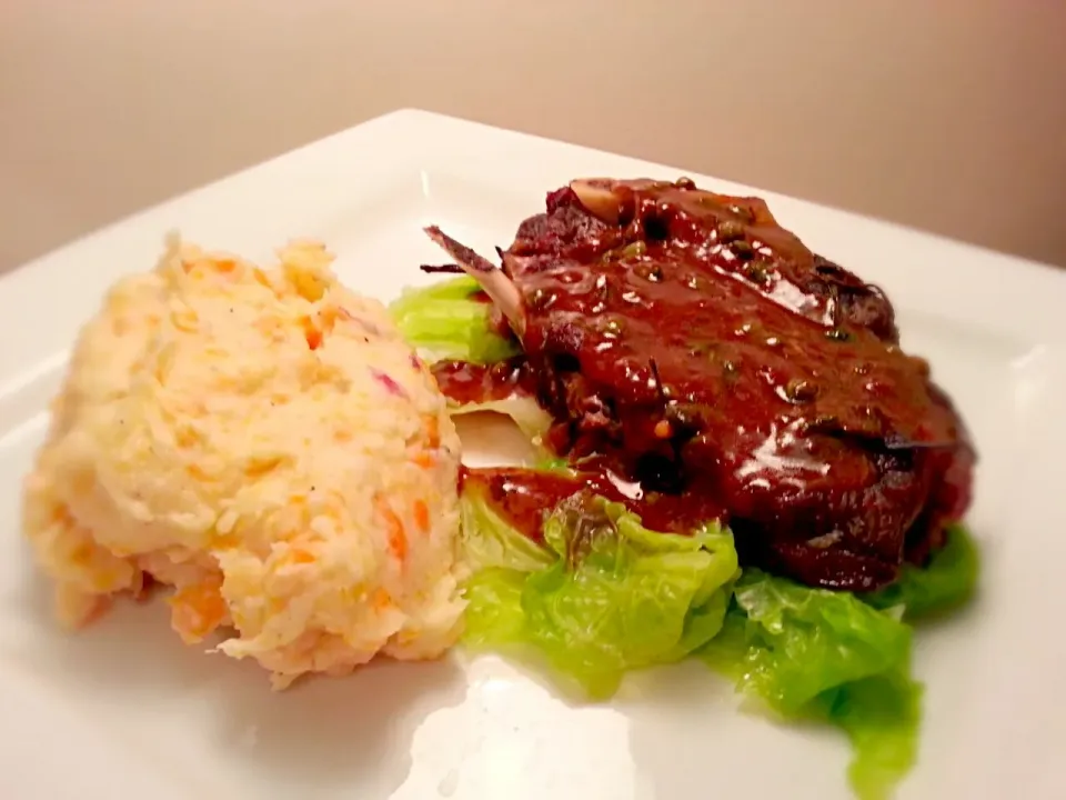 braised lamb shoulder with carrot potato mash|jeffさん