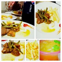 Snapdishの料理写真:langue de boeuf haricot and french fries .|amyさん