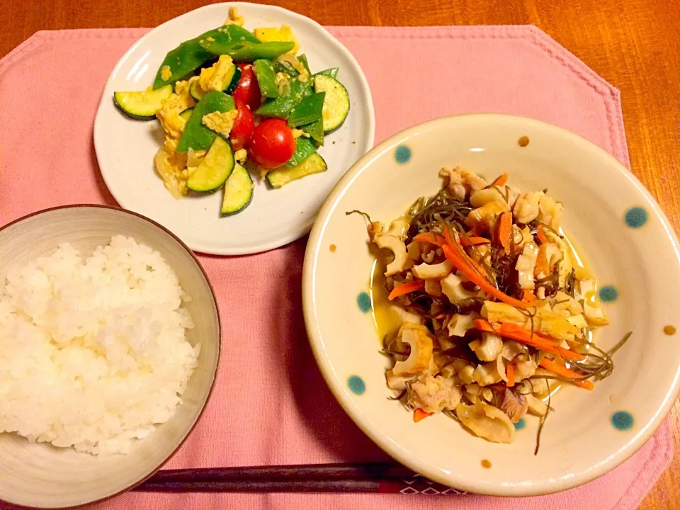 切り昆布の煮物  モロッコ豆とズッキーニのソテー|あんなさん