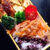 Snapdishの料理写真:ちゃちゃっと、片付け写メ撮りまで15分強の7月4日のお弁当🍱|尚子さん